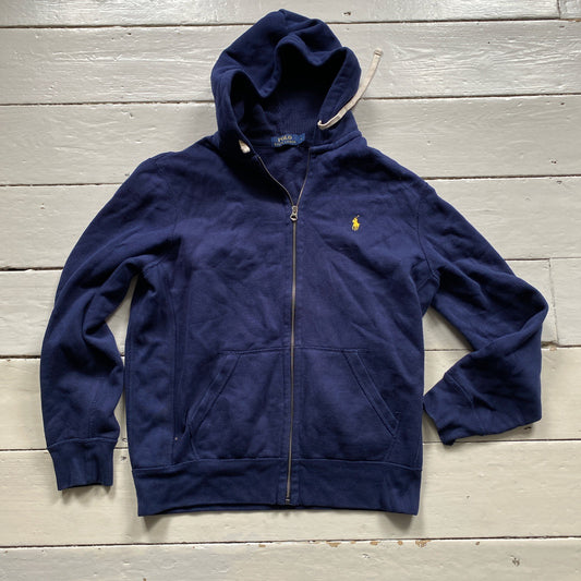 Ralph Lauren Navy and Yellow Hoodie (Large)