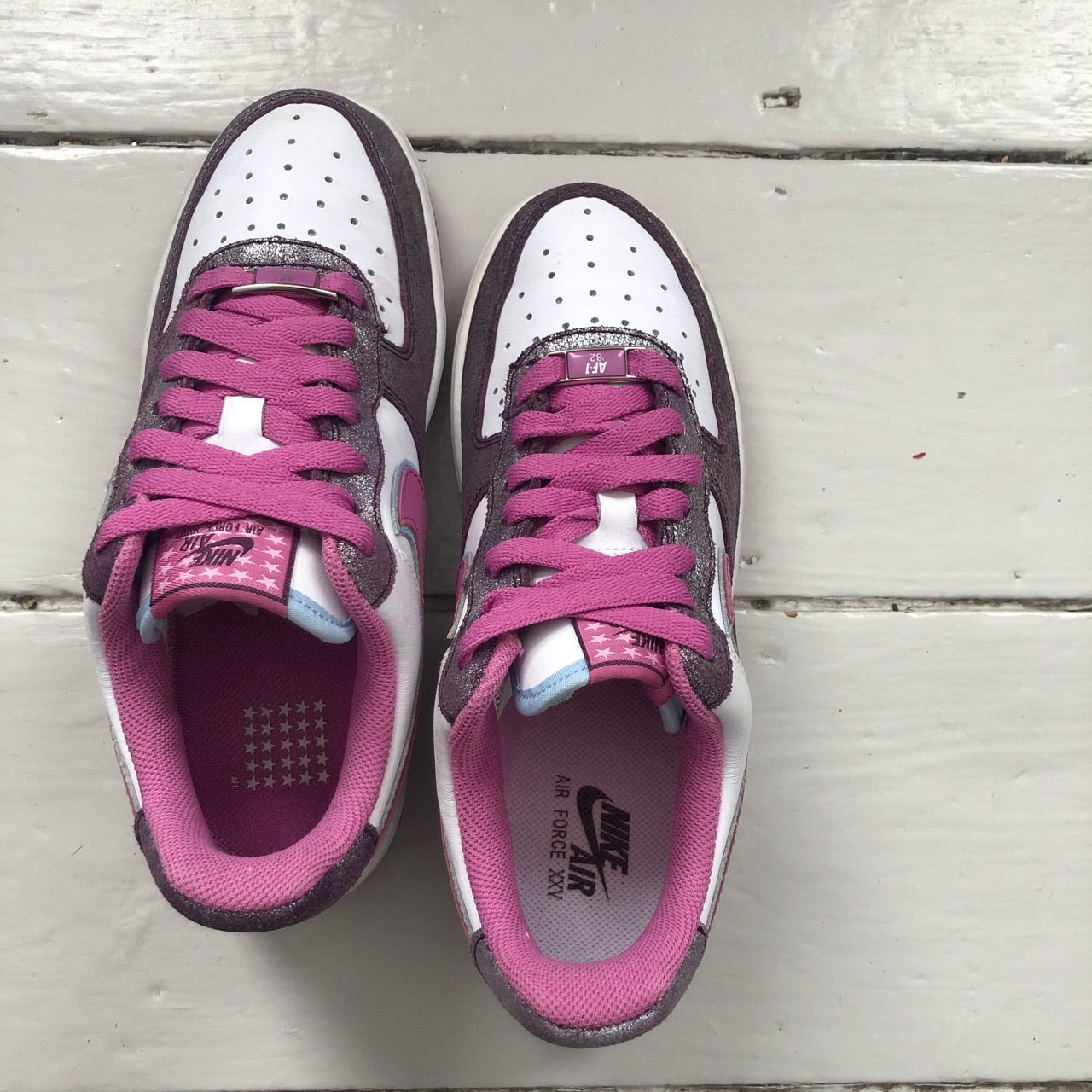Nike Air Force 1 Vintage White and Pink (UK 4)
