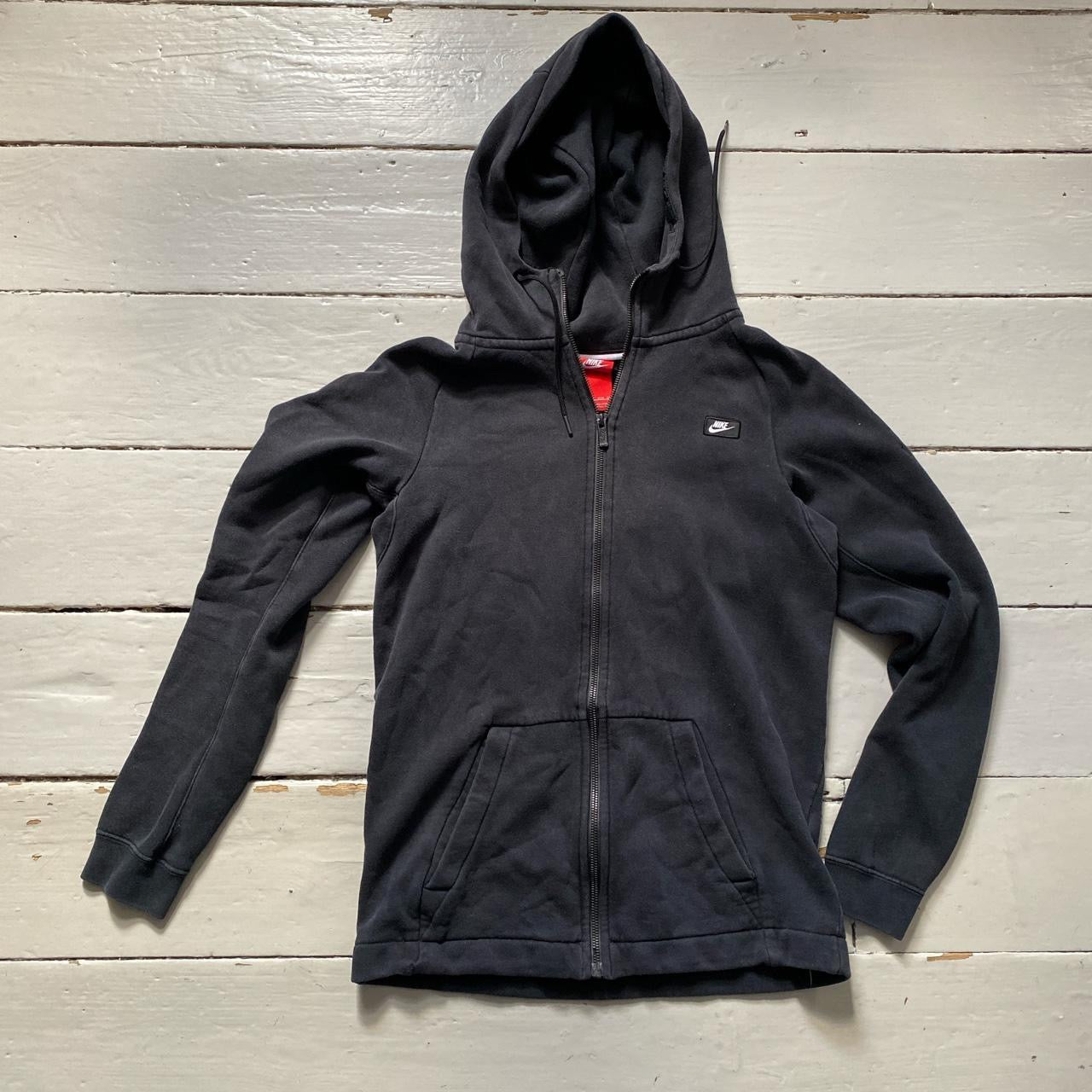 Nike Swoosh Box Logo Black Hoodie (XS)