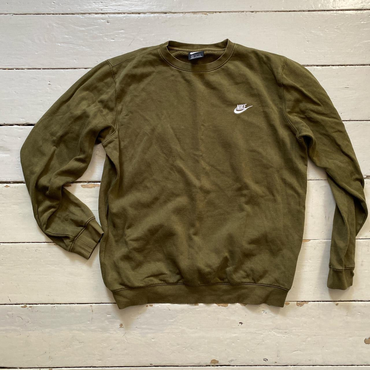 Nike Swoosh Olive Jumper (Large)