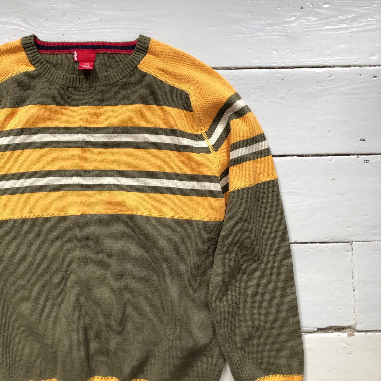 Levis Striped Yellow and Green Jumper (Medium)
