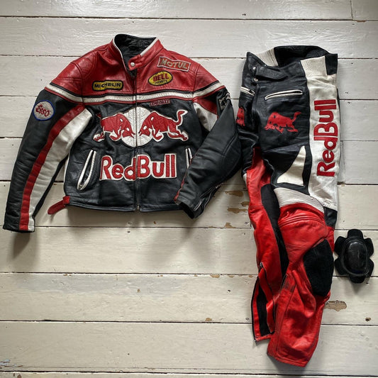 Redbull Full Leather Bomber Jacket and Trousers (Medium Jacket 34W Bottoms)