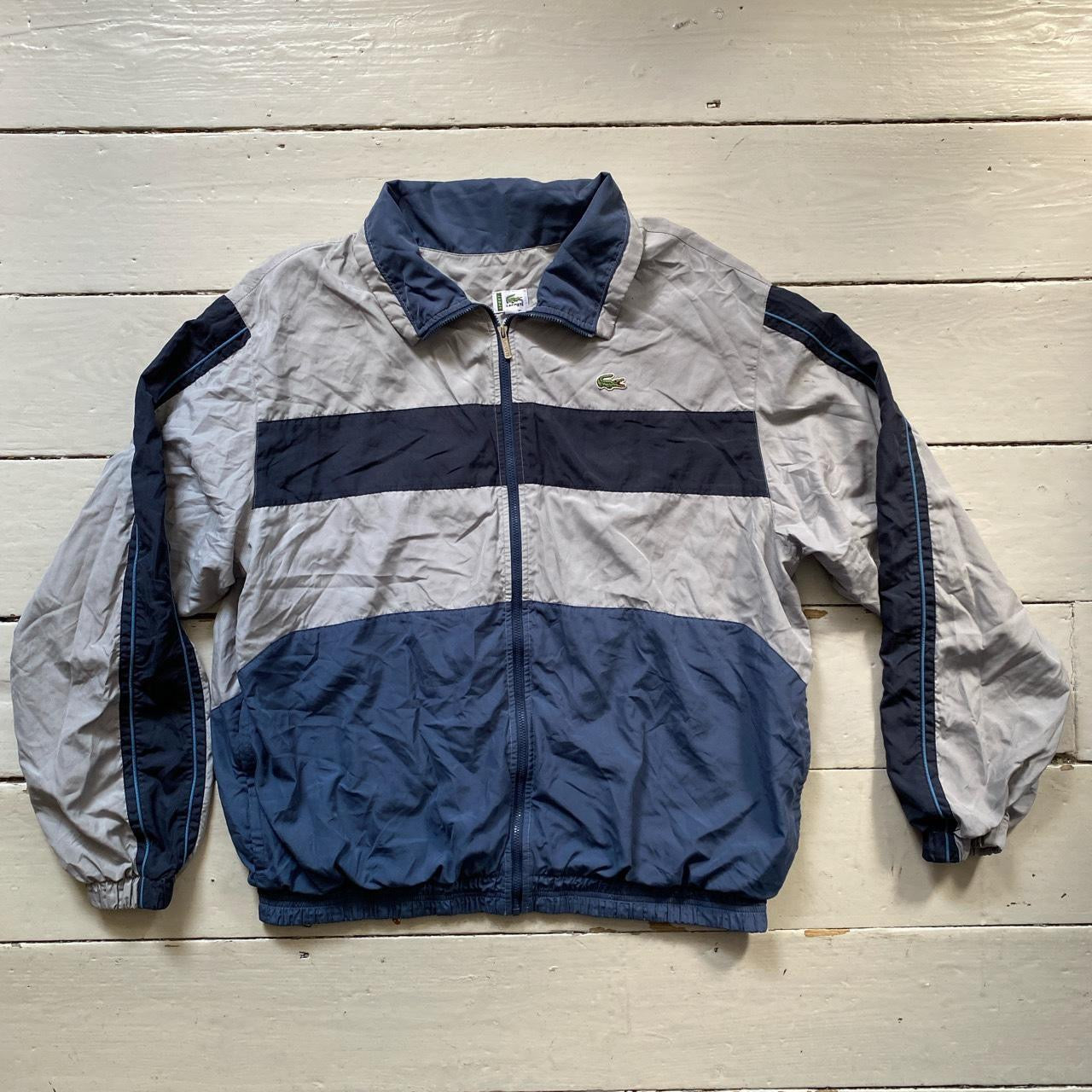 Lacoste Vintage Grey and Blue Shell Jacket (Large)