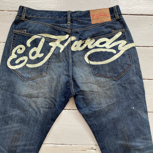 Ed Hardy Big Spellout Diamanté Jeans (40/25)