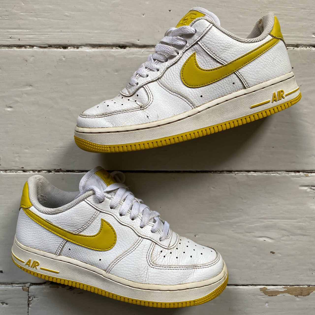 Nike Air Force 1 White and Yellow (UK 4.5)