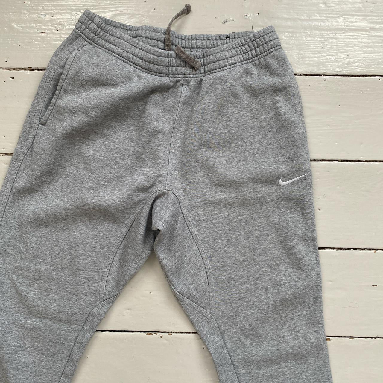 Nike White Swoosh Grey Joggers (Large)