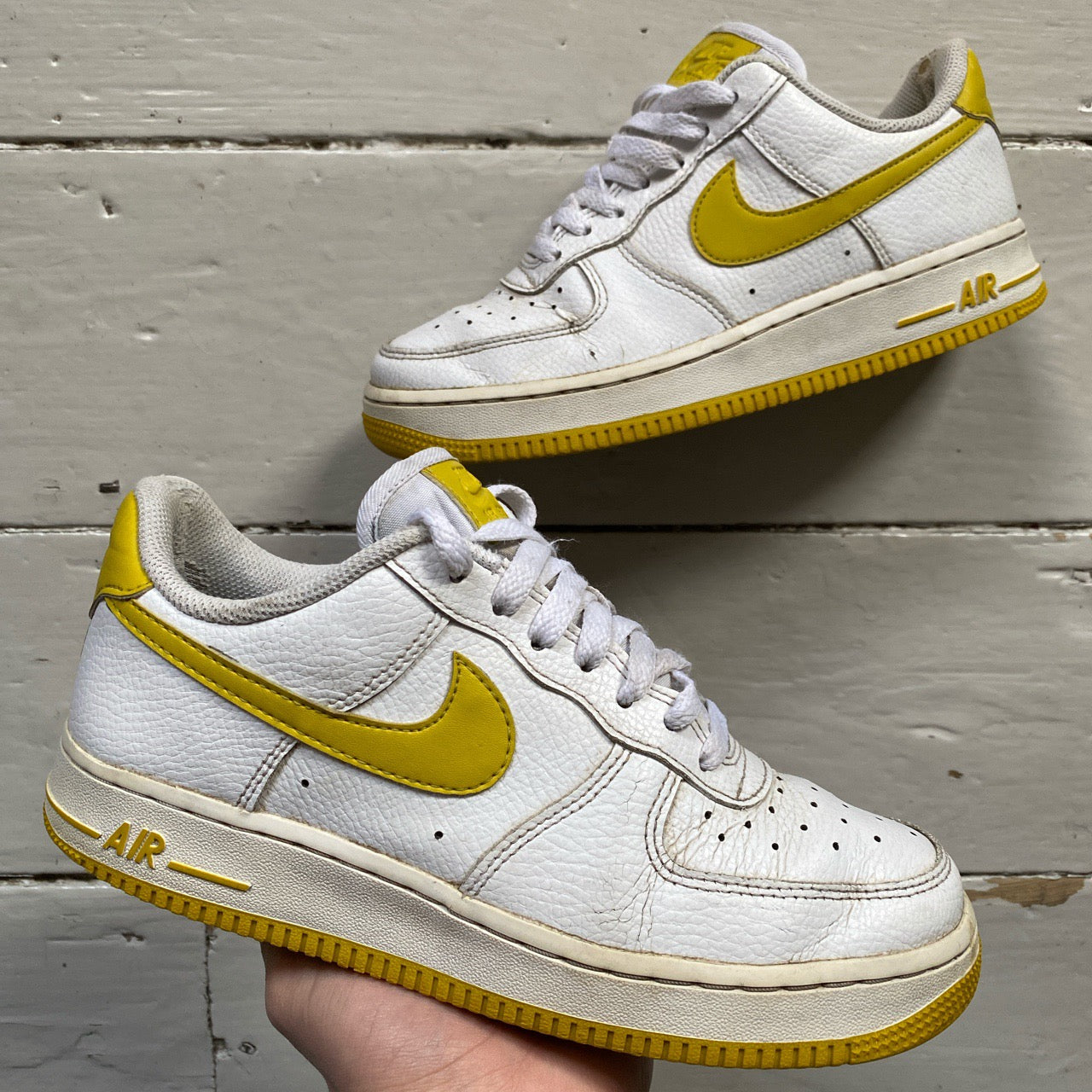 Nike Air Force 1 White and Yellow (UK 4.5)