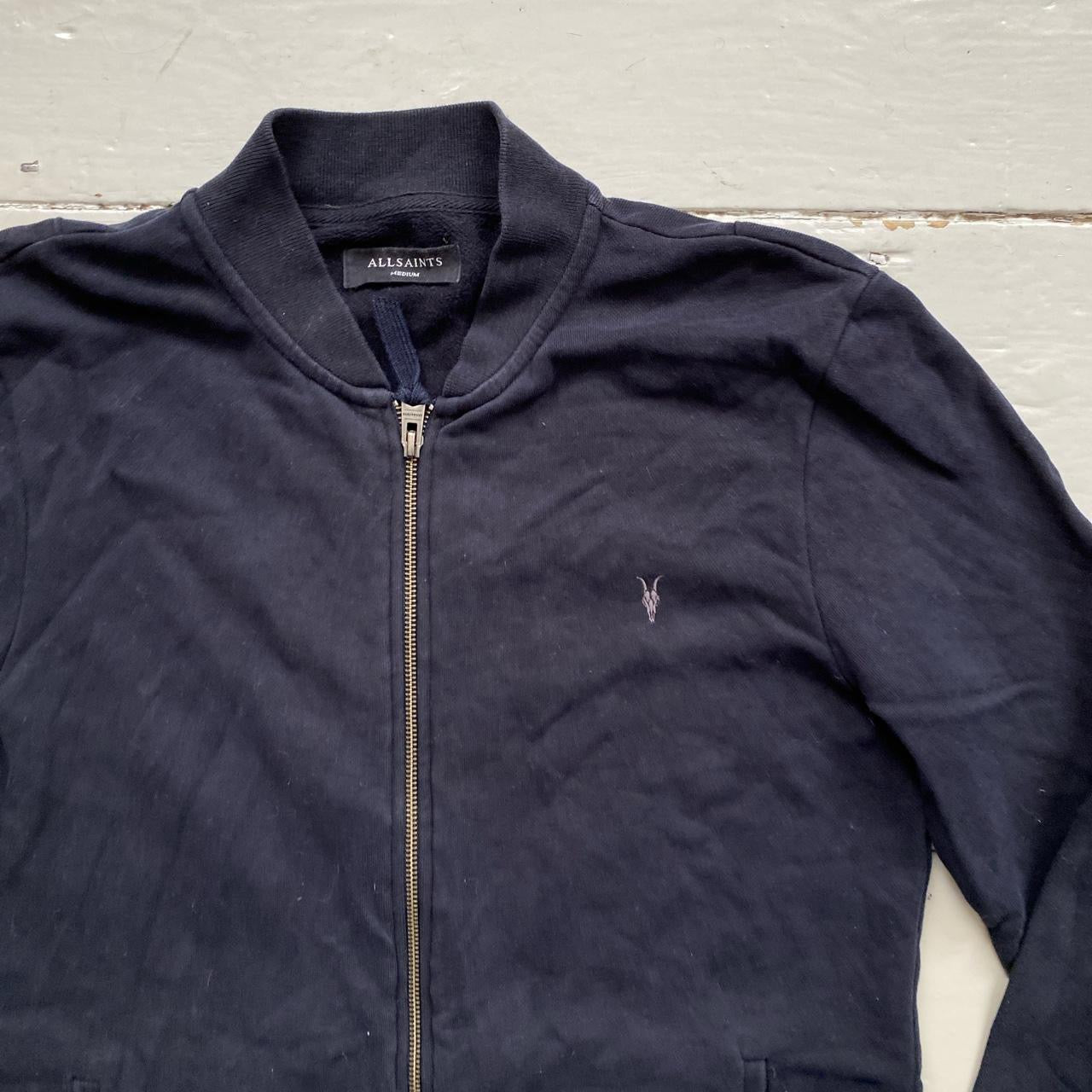 All Saints Navy Zip Jumper (Medium)