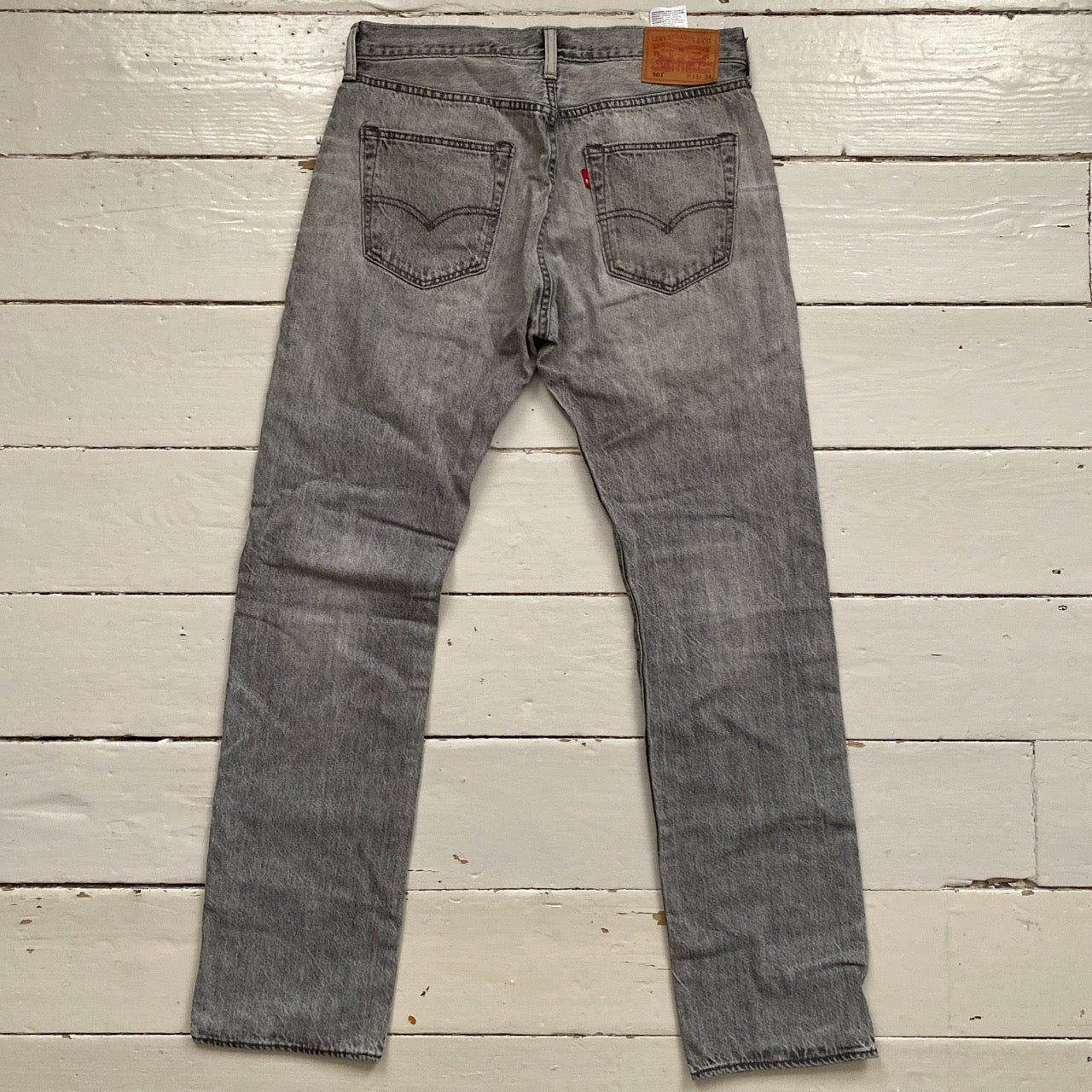 Levis 501 Grey Stonewash Jeans (33/34)