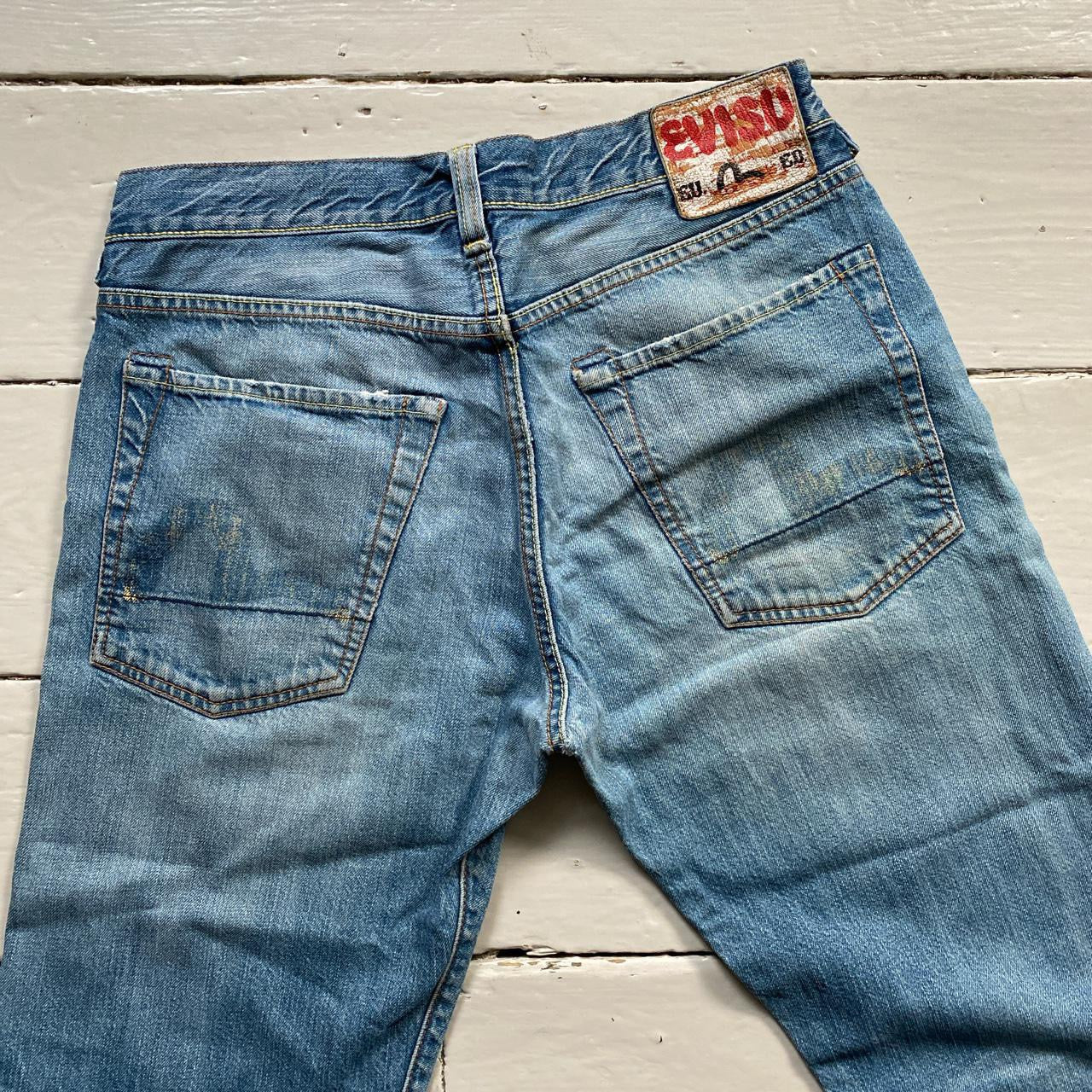 Evisu Light Blue White Swoosh Jeans (30/34)