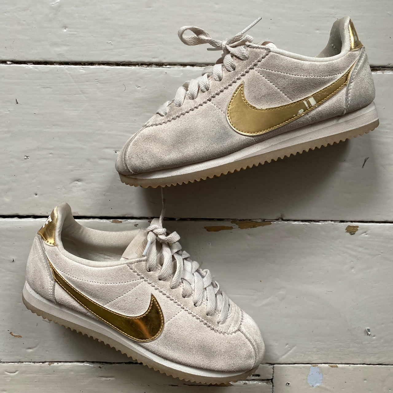 Nike Cortez Gold and Beige Suede (UK 4)