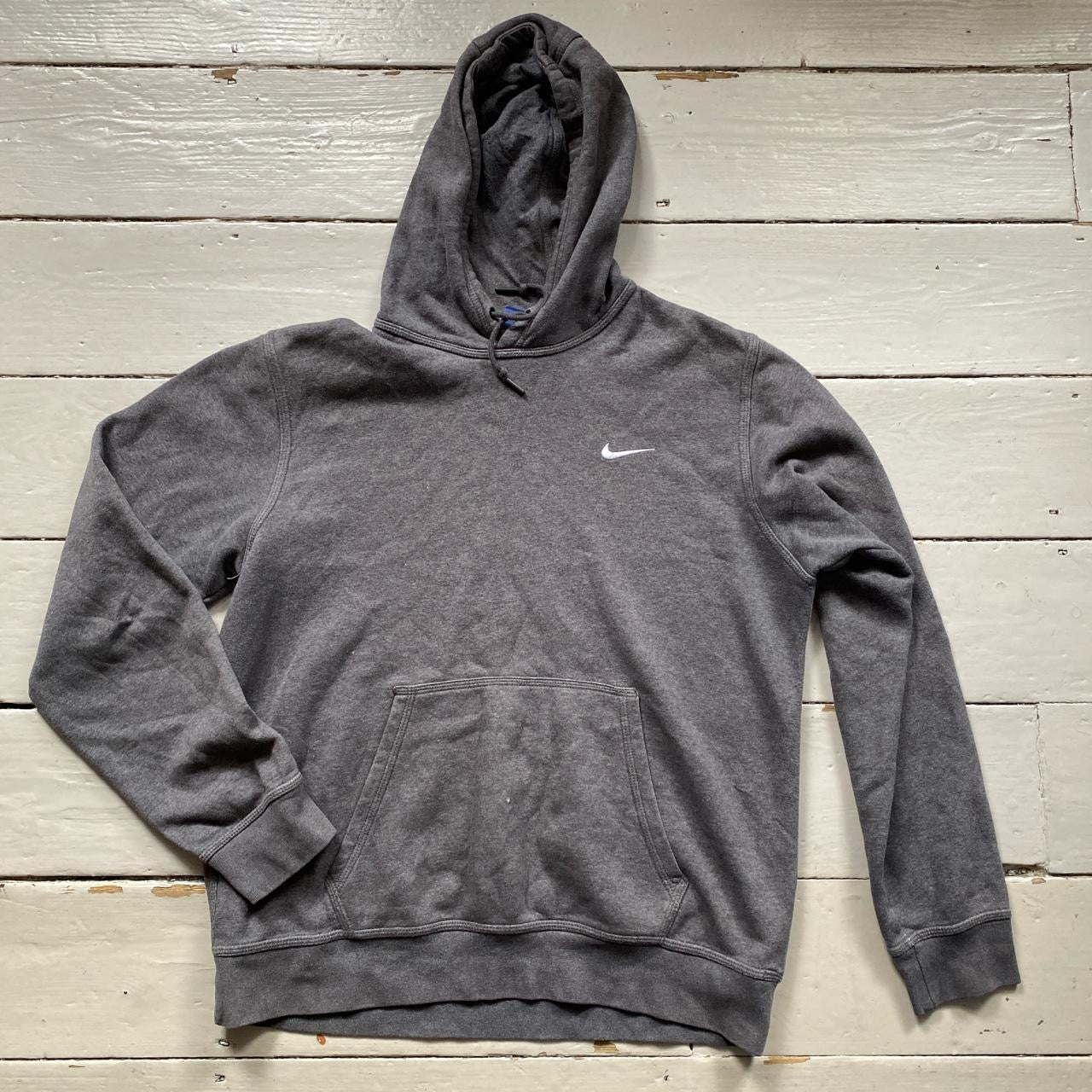 Nike Grey and White Hoodie (Large)