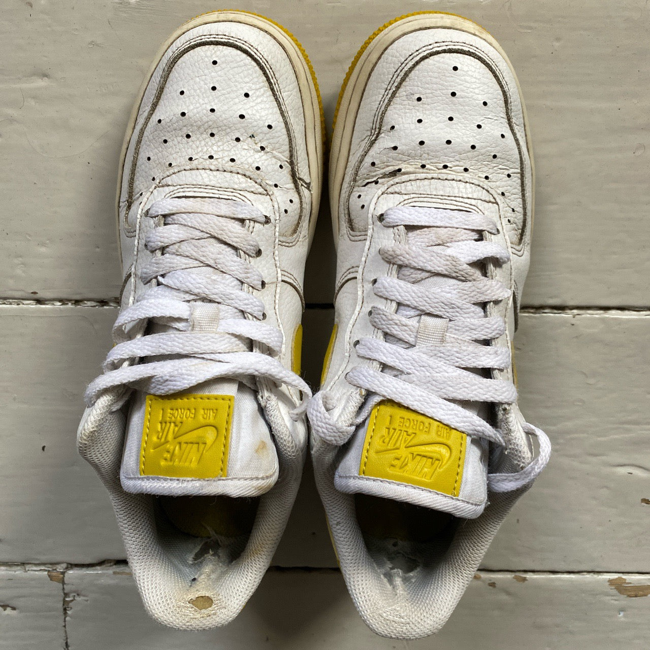 Nike Air Force 1 White and Yellow (UK 4.5)