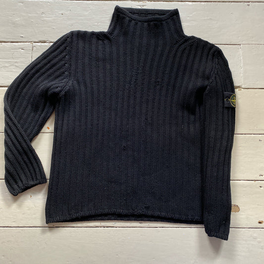 Stone Island Vintage Black Turtle Neck Jumper (Large)