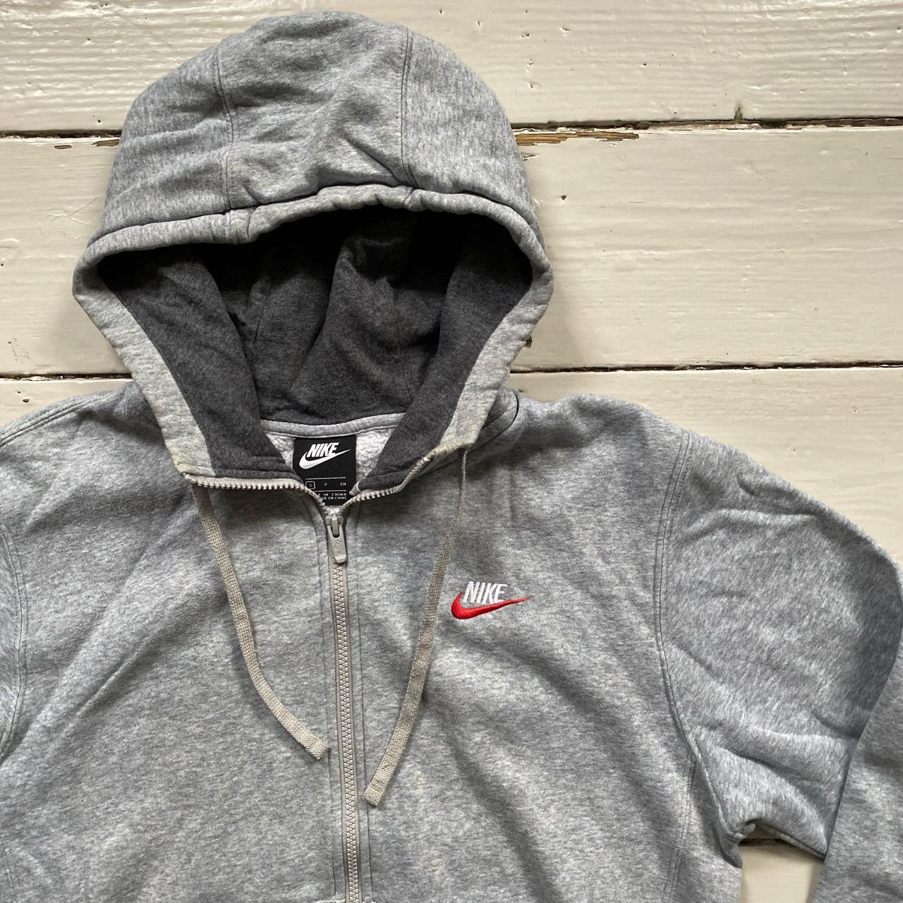 Nike Swoosh Spellout Grey Hoodie (Small)