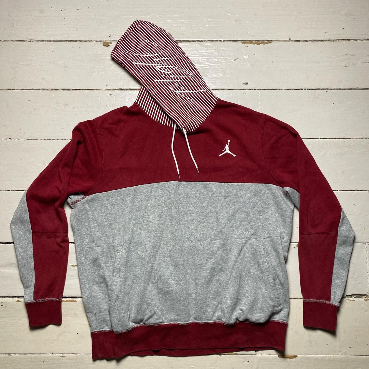 Jordan Flight Hoodie Burgundy and Grey (XXL)