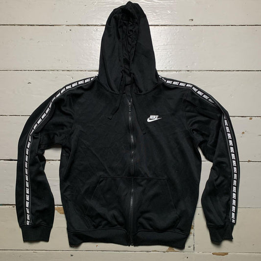 Nike Swoosh Black and White Hoodie (Small)