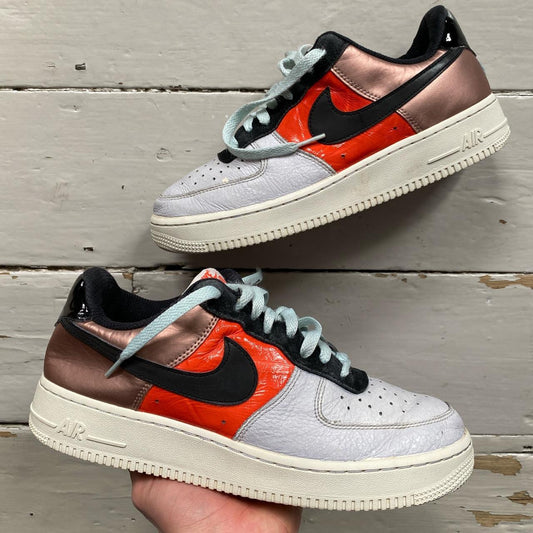 Nike Air Force 1 White, Red, Bronze (UK 7.5)