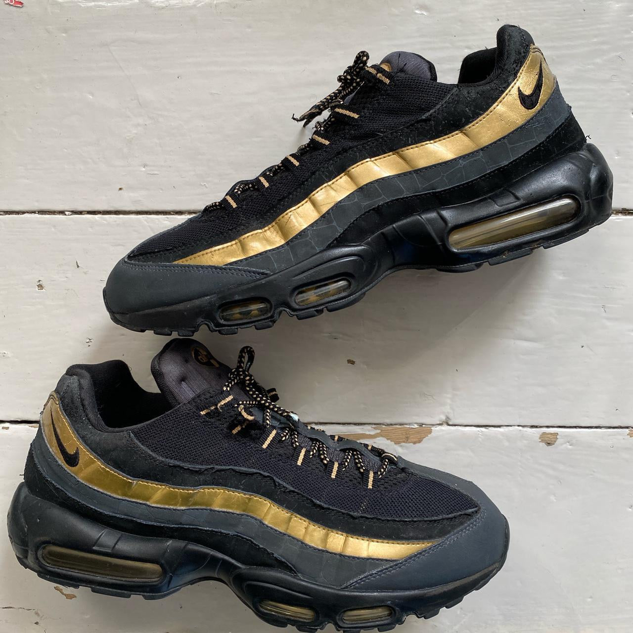 Nike Air Max 95 Black and Gold UK 12 Wear Garson