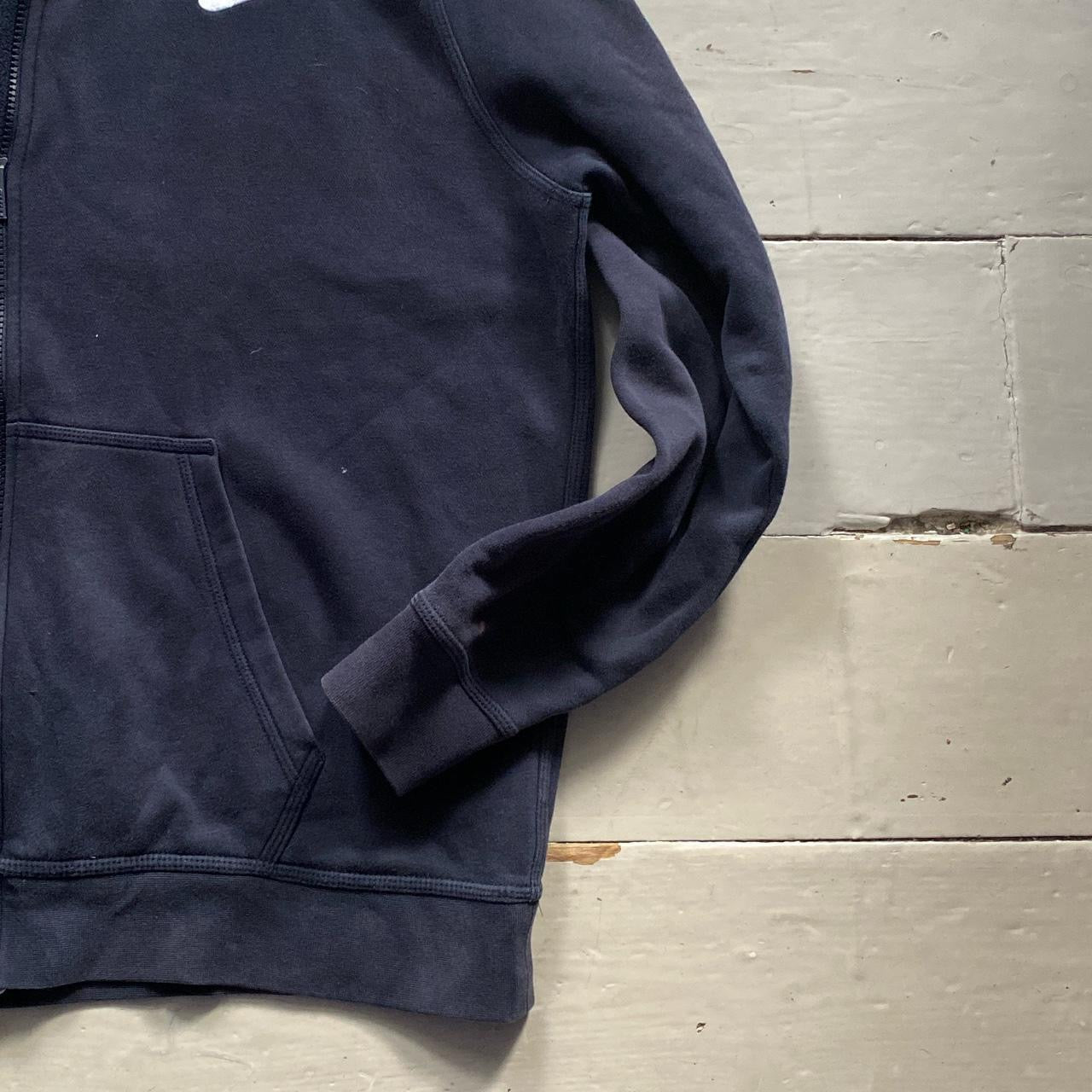 Nike Navy and White Swoosh Hoodie (XL)