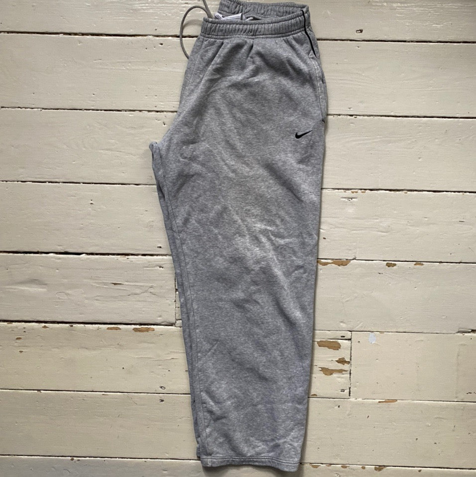 Nike Swoosh Grey and Black Joggers (Large)