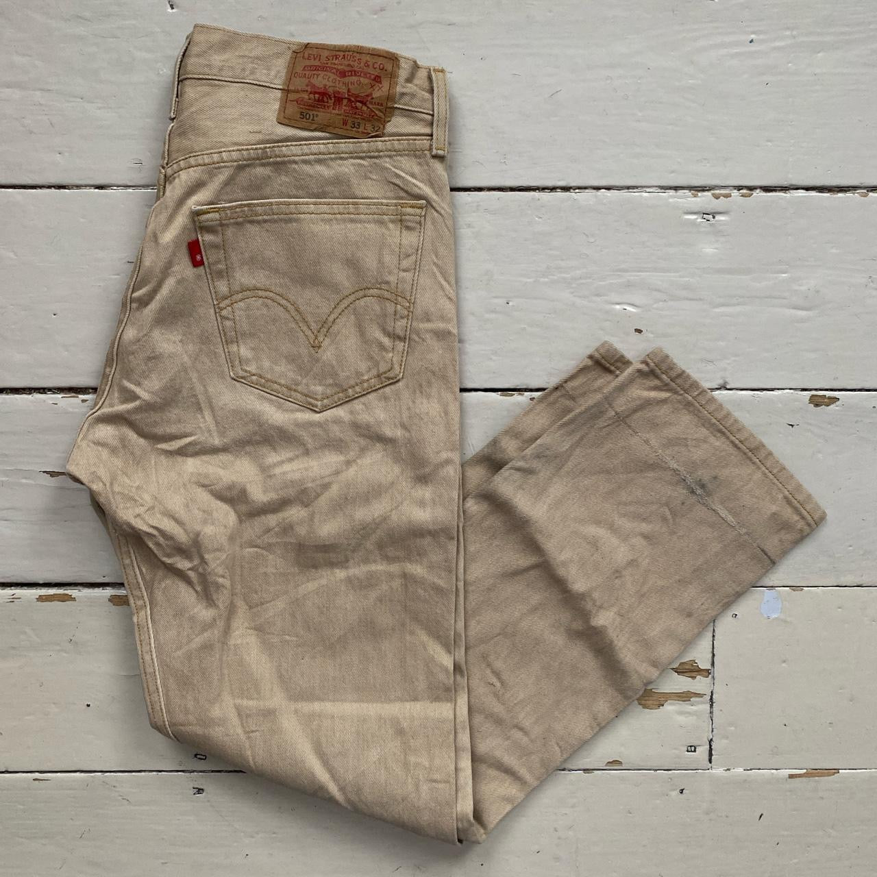 Levis 501 Khaki Beige Jeans (33/30)