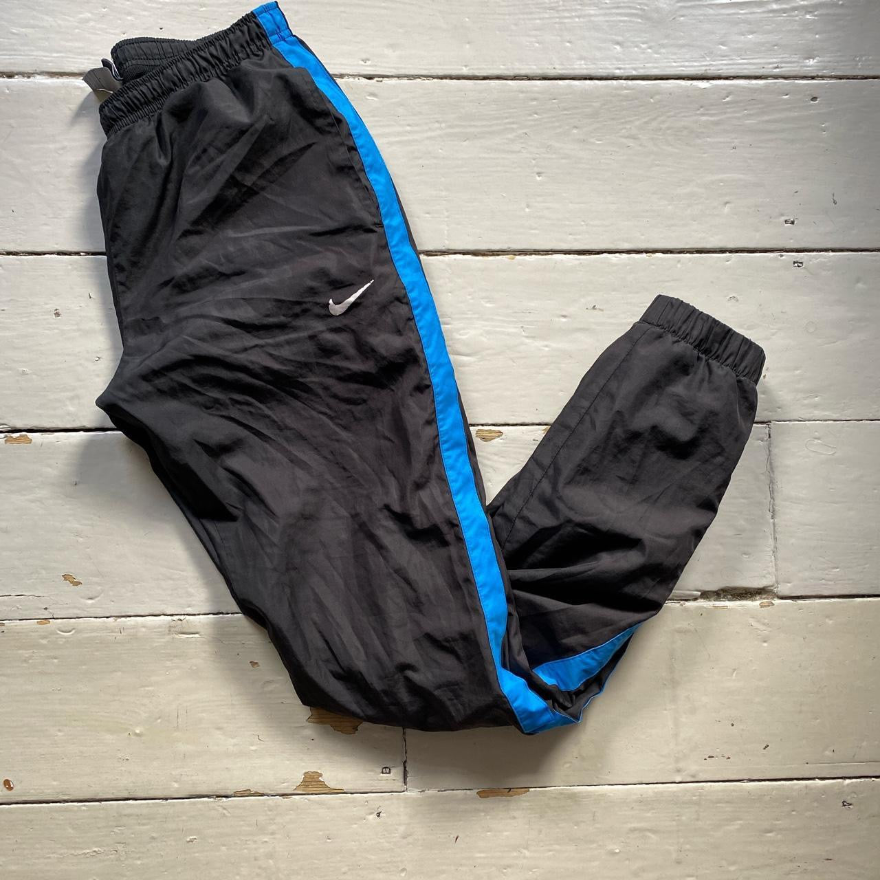 Nike Swoosh Black and Blue Shell Bottoms (Small)