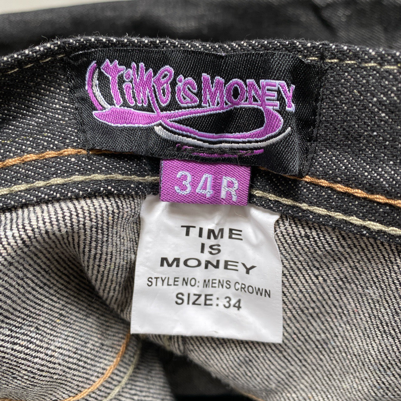Time Is Money Vintage Embroidered Jeans (34/36)