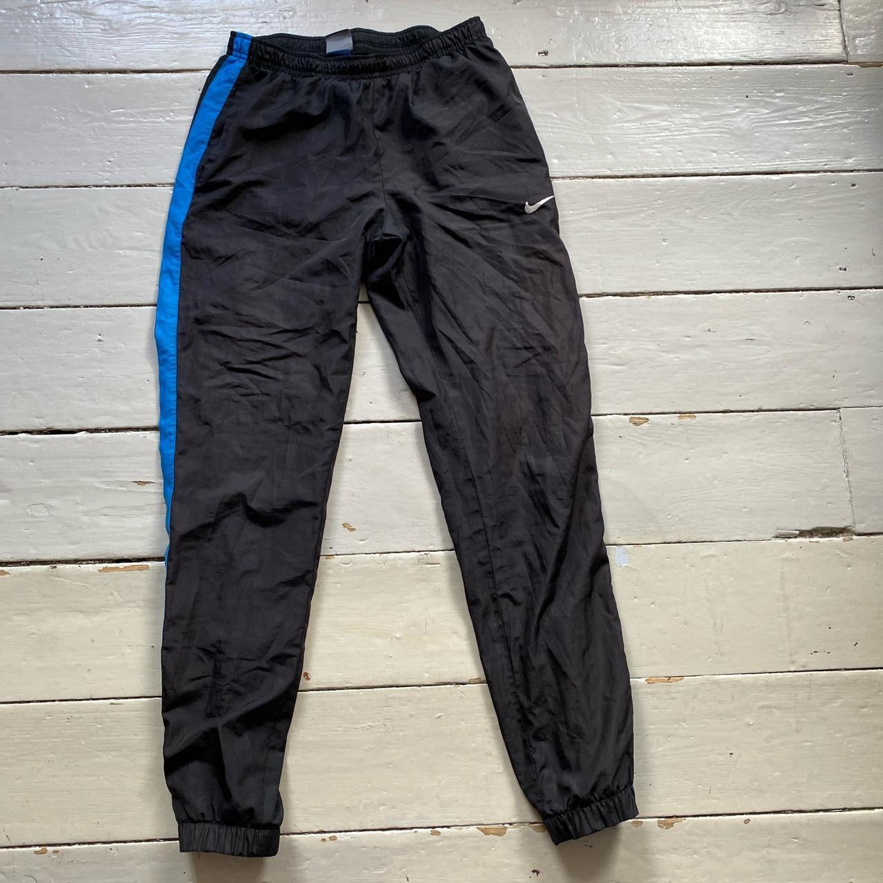 Nike Swoosh Black and Blue Shell Bottoms (Small)