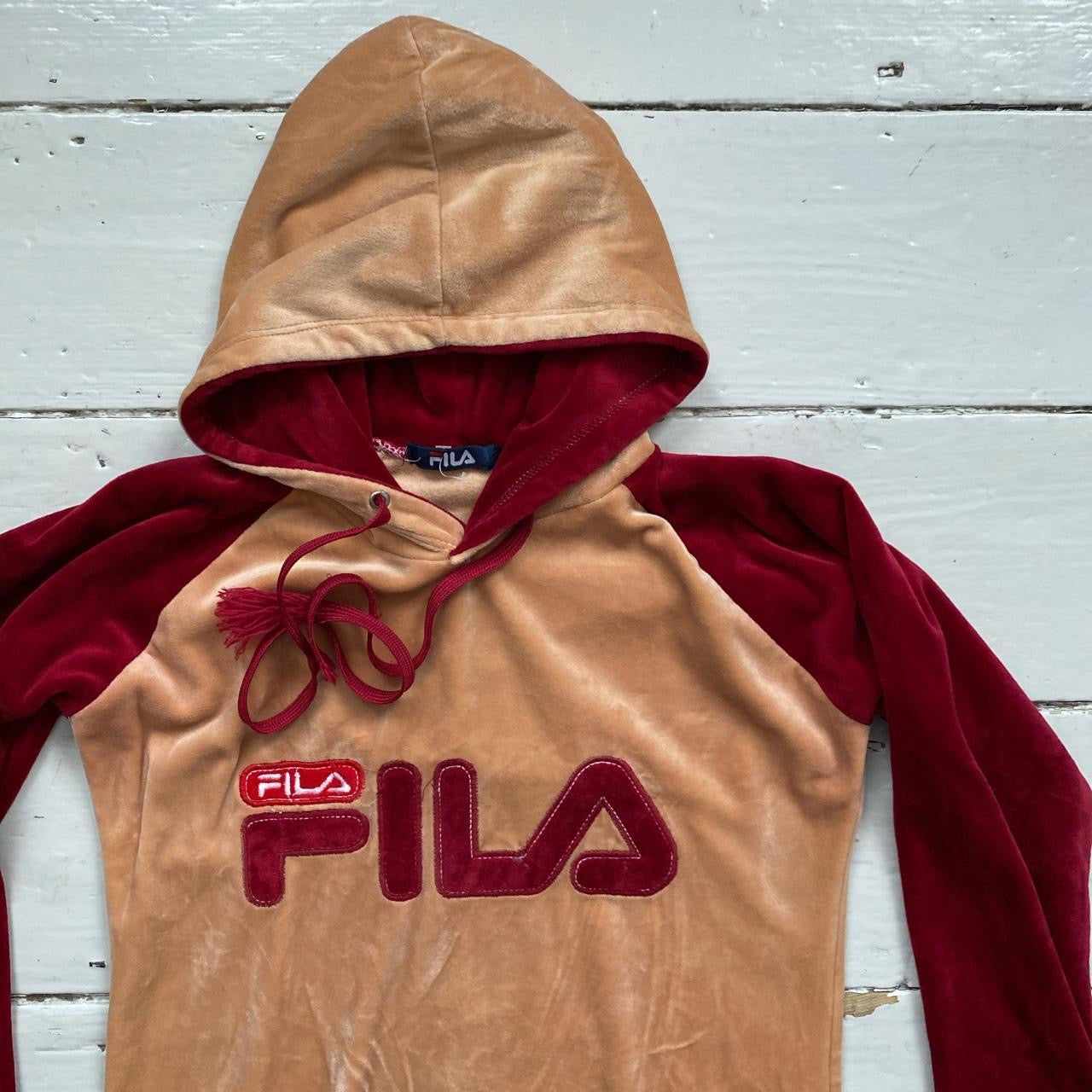 Fila Velour Rouge and Peach Womens Hoodie (XL)