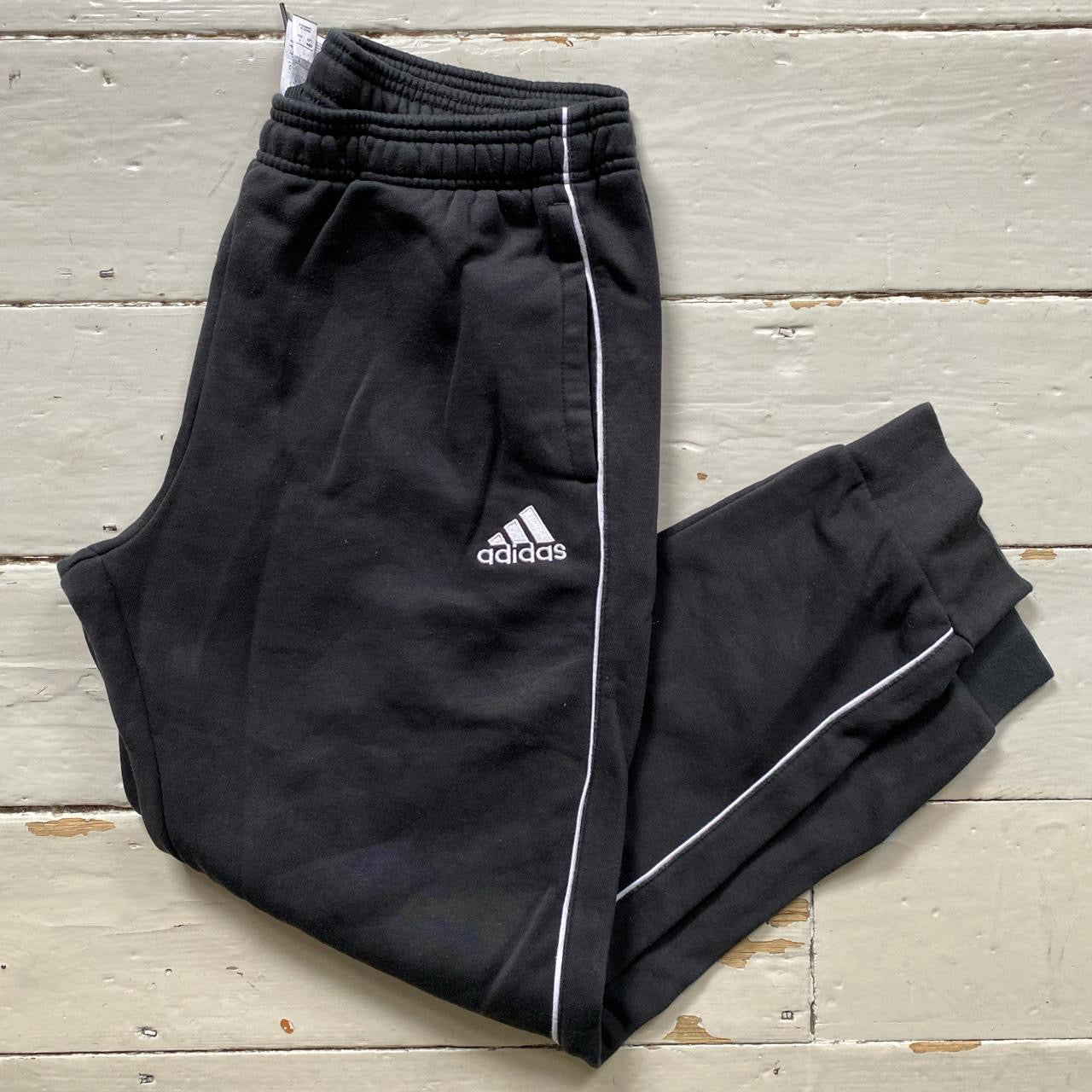 Adidas Black and White Joggers (Large)