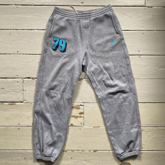 Nike Vintage Blue Swoosh Grey Joggers (Small)