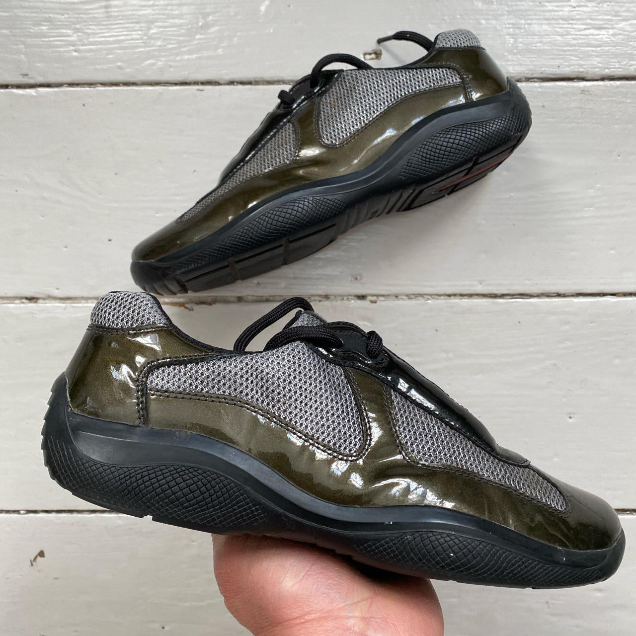 Prada Vintage Americas Cup Green Patent Shoes (UK 5)