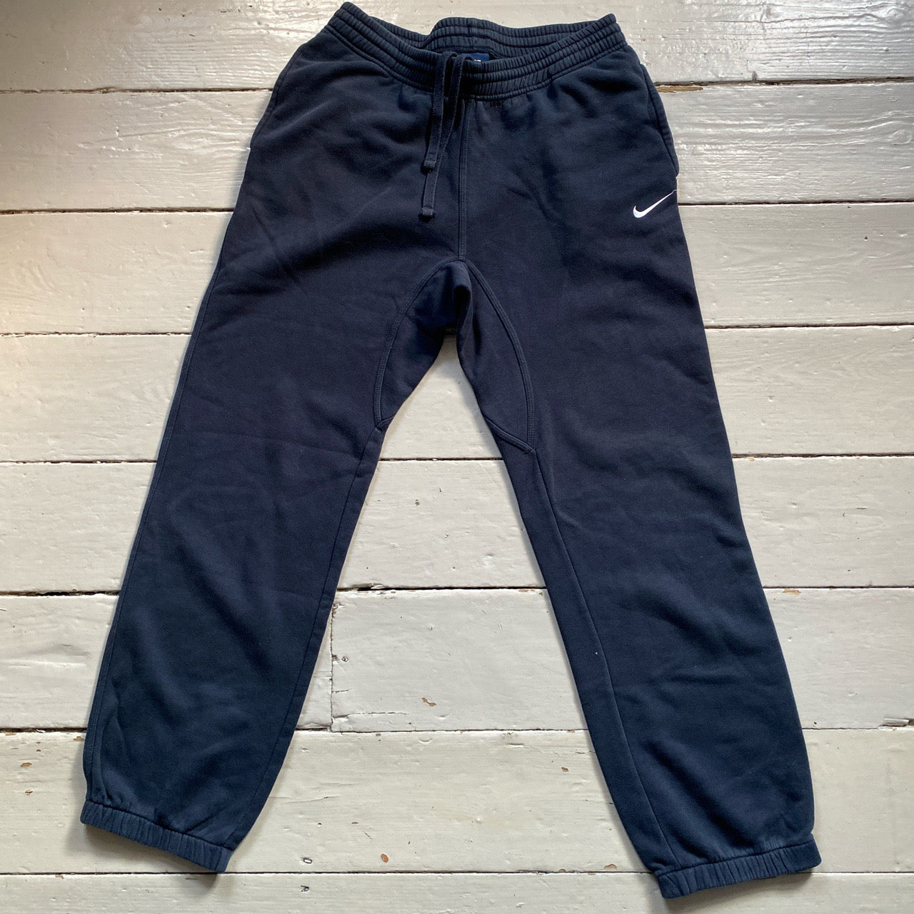 Nike White Swoosh Navy Joggers (Medium)