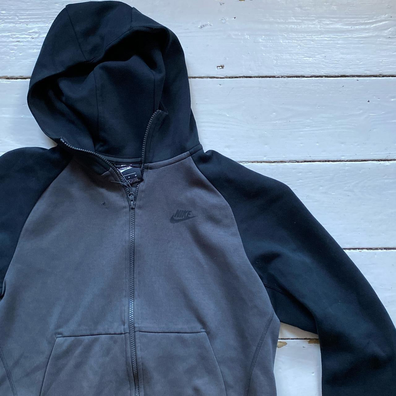 Nike Tech Fleece Grey and Black Hoodie (Medium)