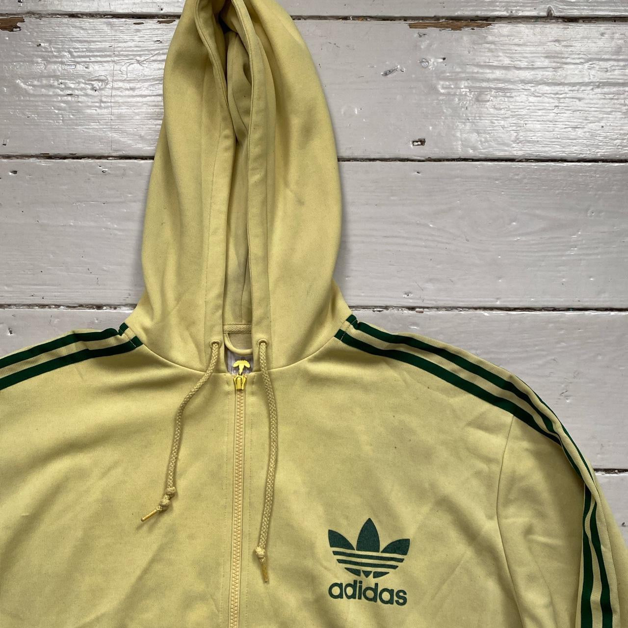 Adidas Yellow and Green Hoodie (XL)