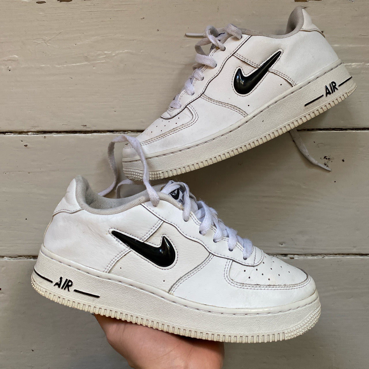 Nike Air Force 1 White and Black Jewel (UK 5.5)