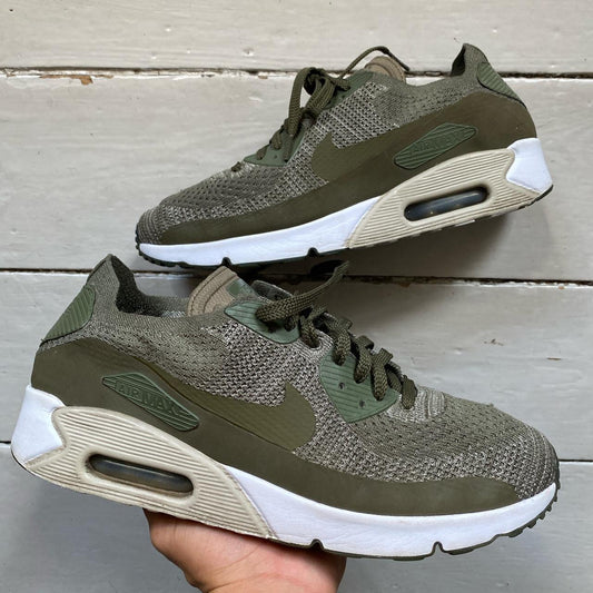 Nike Air Max 90 Flyknit Khaki (UK 10)