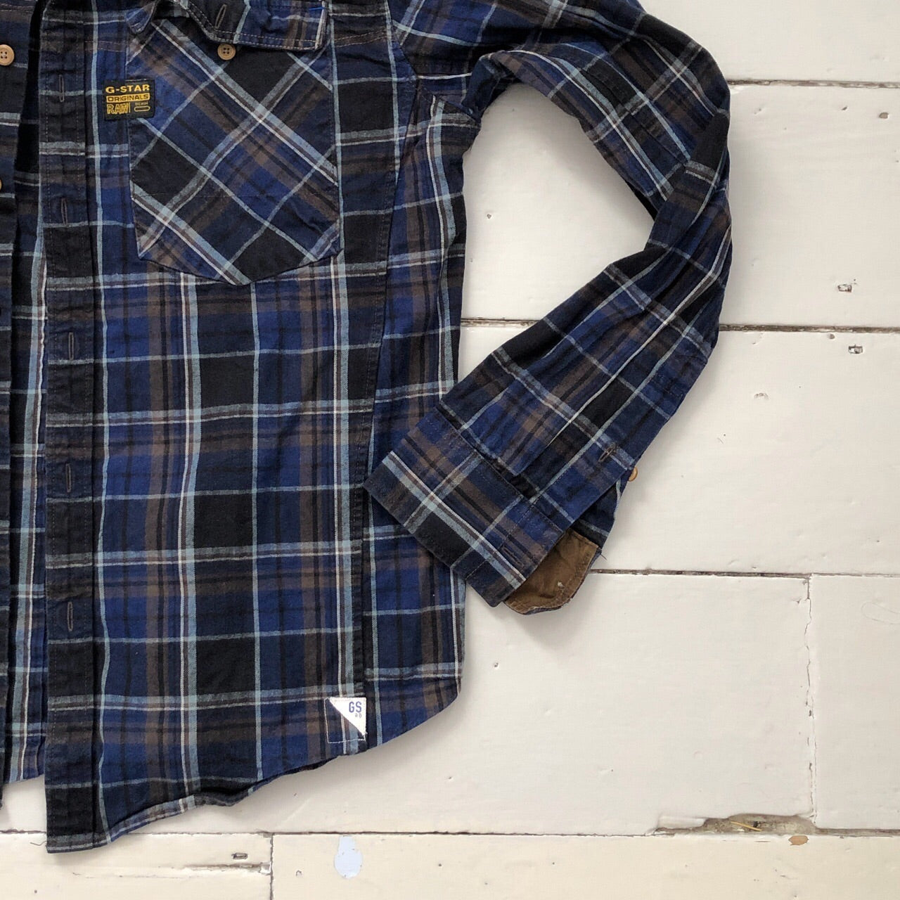 G Star Navy Plaid Shirt (Large)