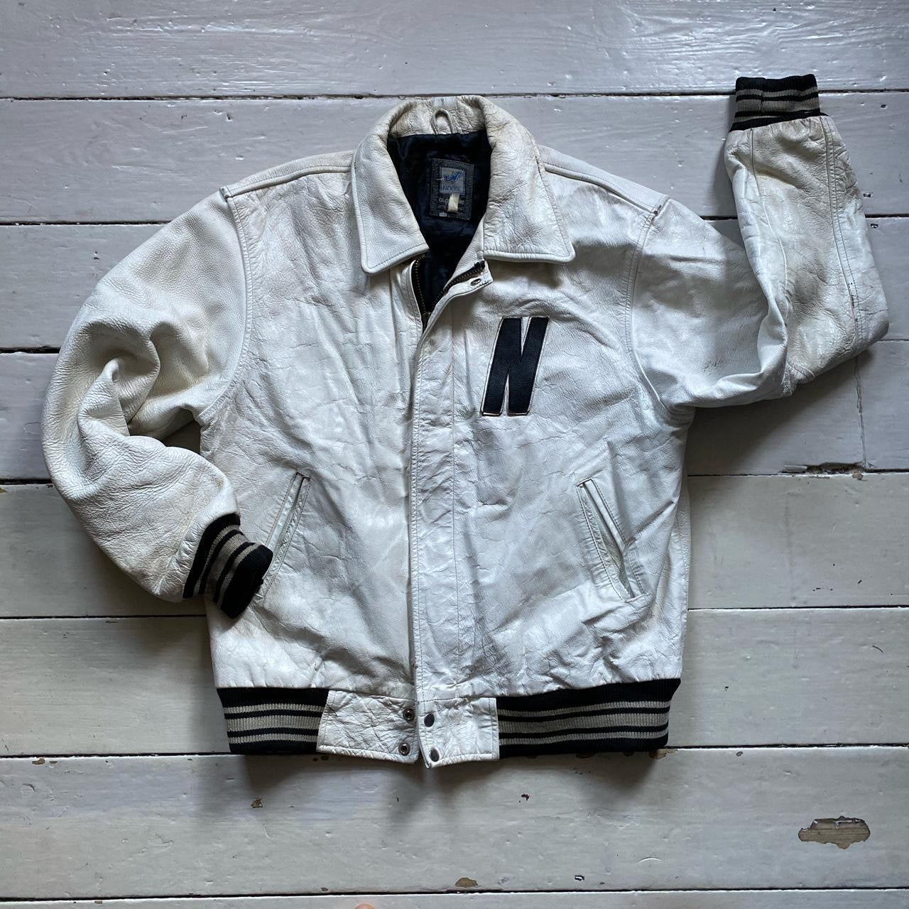 Noose Leather Vintage White Jacket (Medium)