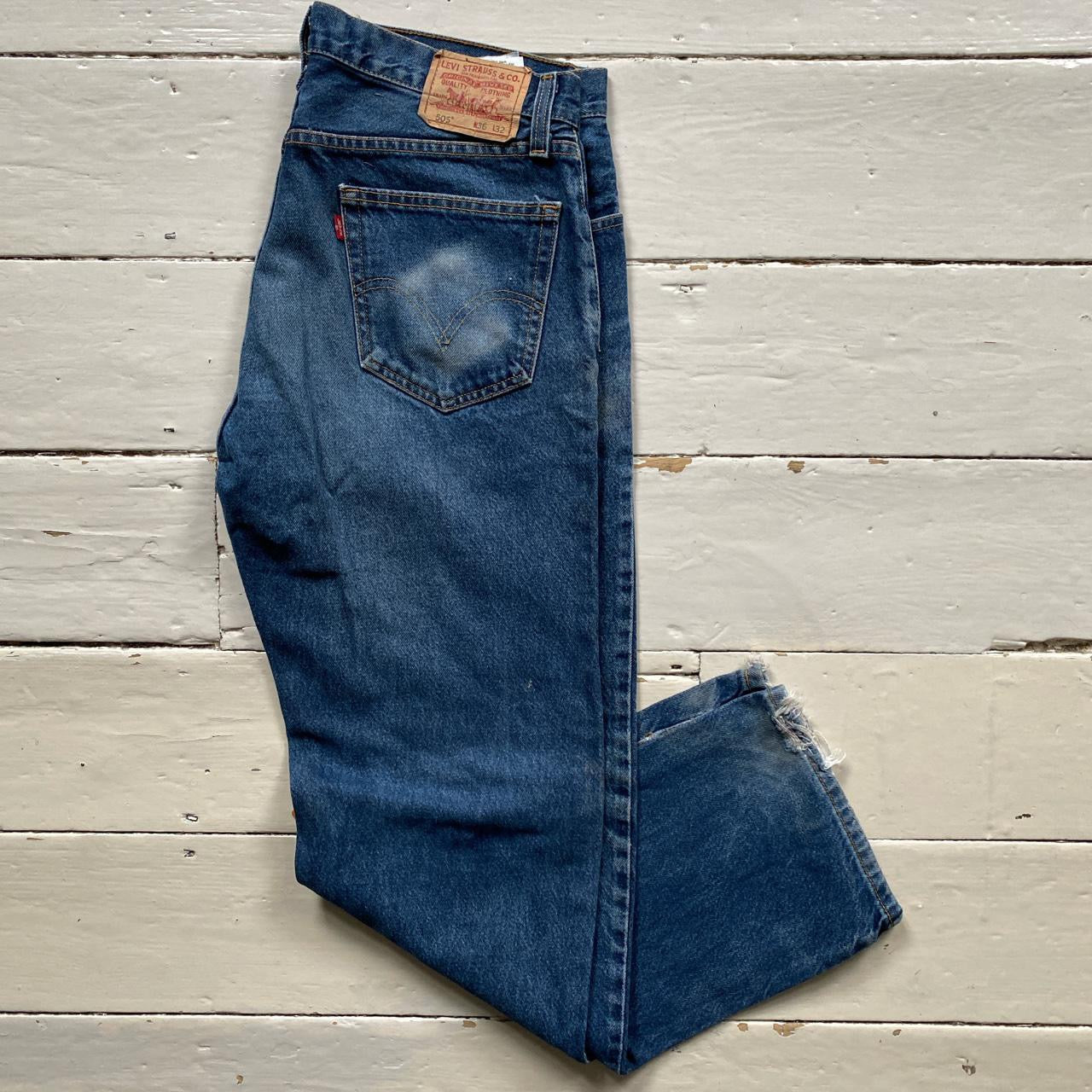 Levis 505 Blue Relaxed Fit Jeans (36/32)