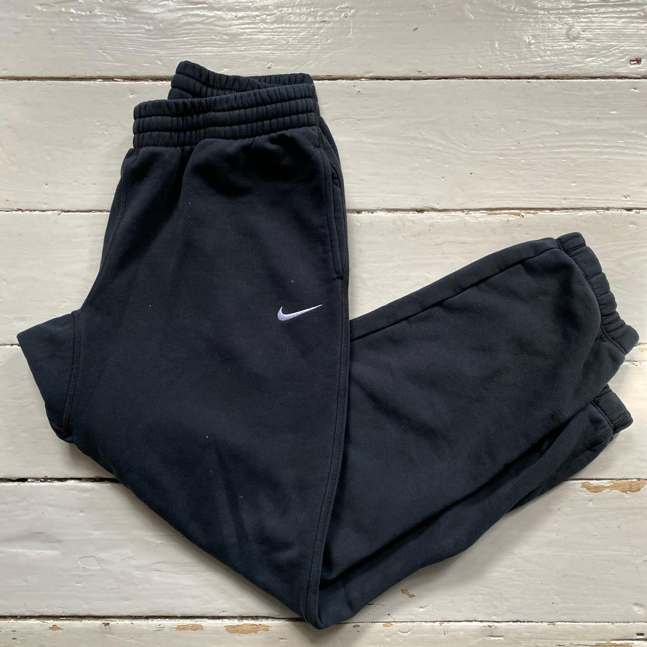 Nike White Swoosh Black Joggers (Large)