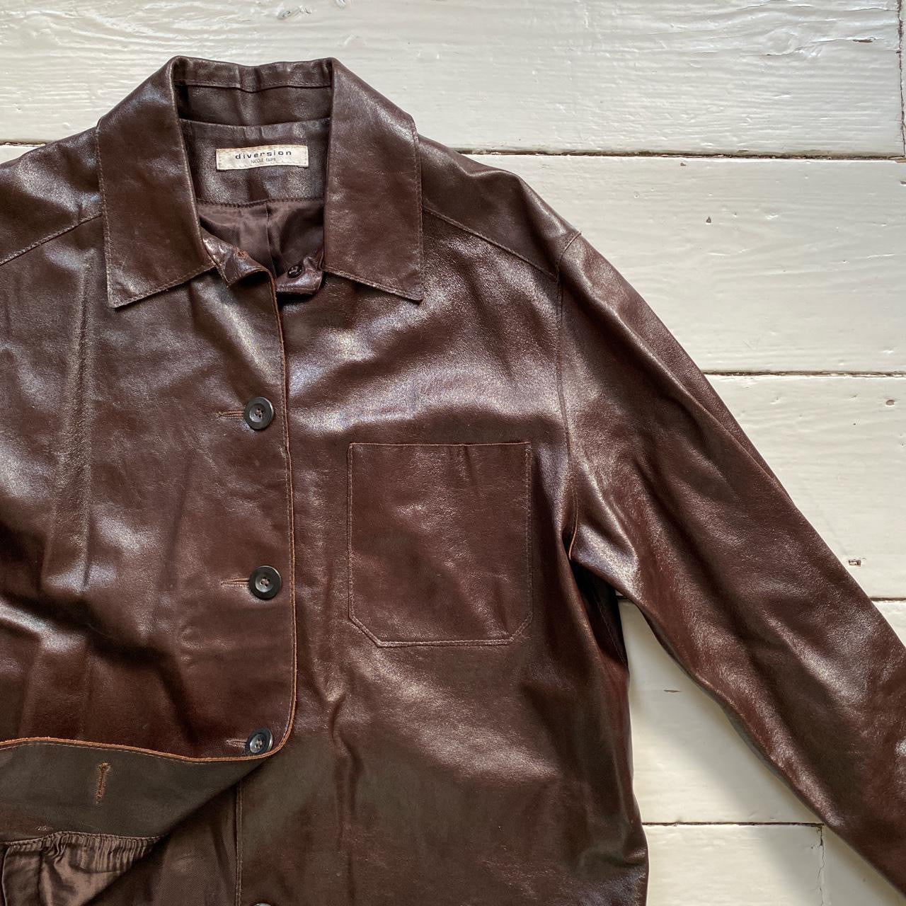 Nicole Farhi Brown Leather Womens Jacket (UK 10)