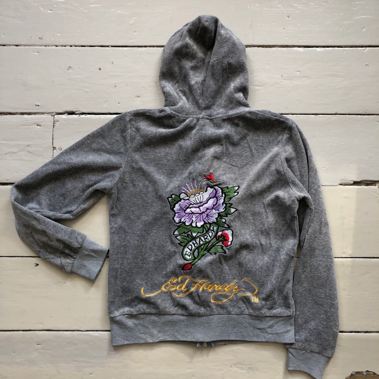 Ed Hardy Velour Hoodie (Size UK 12)