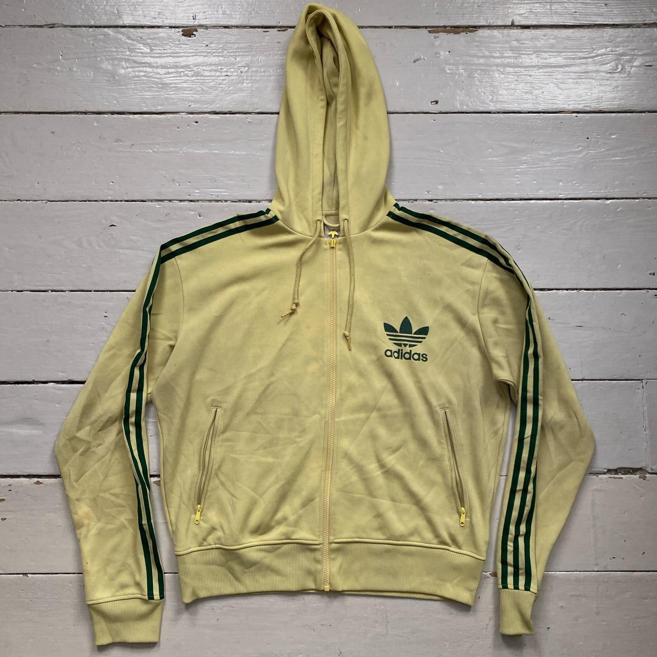 Adidas Yellow and Green Hoodie (XL)