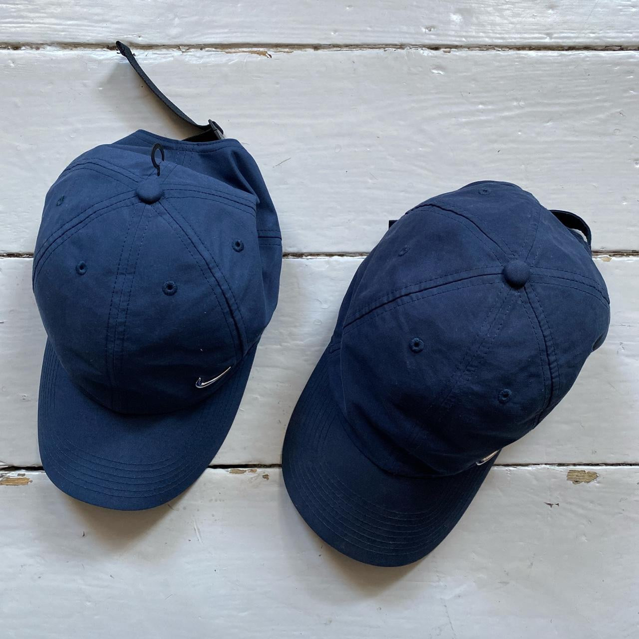 Nike Navy Metal Swoosh Caps