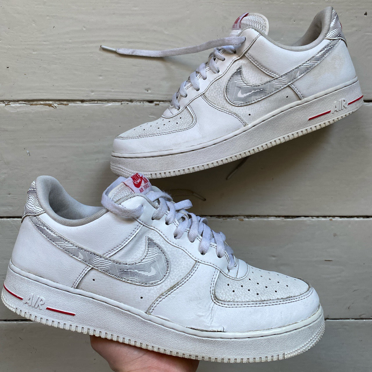 Nike Air Force 1 White and Red (UK 11)