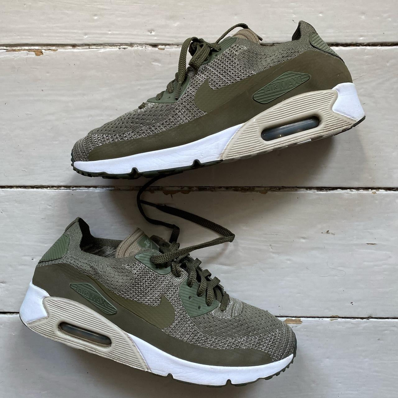 Nike Air Max 90 Flyknit Khaki Green (UK 10)