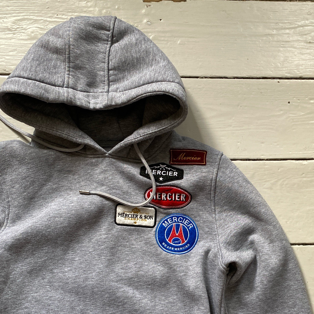 Mercier Patches Grey Hoodie (Small)