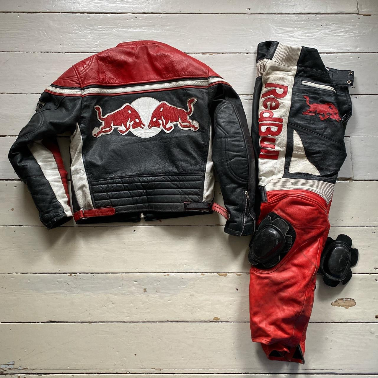 Redbull Full Leather Bomber Jacket and Trousers (Medium Jacket 34W Bottoms)